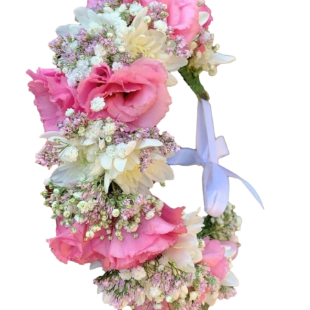 זר לראש משולב לבן וורוד