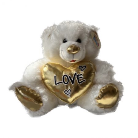 דובי לבן זהב עם כיתוב LOVE