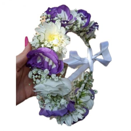 זר לראש סגול לבן